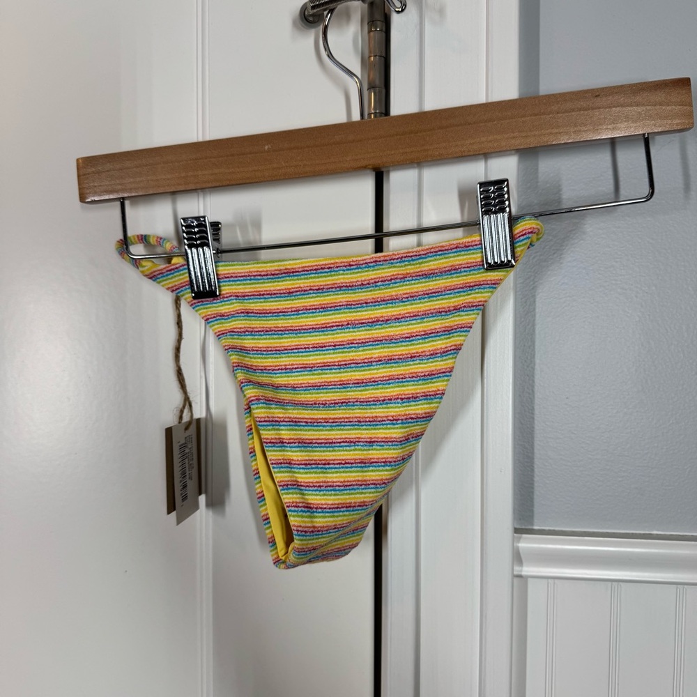 FREE PEOPLE X TOAST Stitch Rainbow Ribbed Bikini Bottom Size XS - Picture 6 of 7